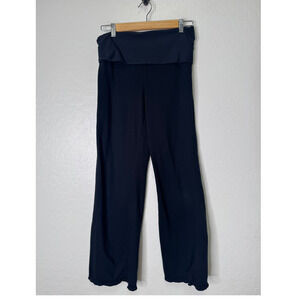 XCVI Wearable Black Woments Pull On Fold Over Wide Leg Tall Pants Athleisure